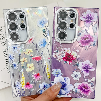 For Samsung Galaxy S25 5G Electroplating Flowers Plants Texture TPU Phone Case(Peony FL14) by buy2fix