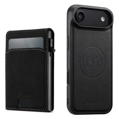 For iPhone Air Suteni H19 Litchi Grain 2-in-1 MagSafe Removable Card Box Back Phone Case(Black) - iPhone Air Cases by Suteni | Online Shopping UK | buy2fix