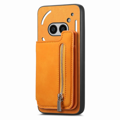 For Nothing CMF Phone 1 Retro MagSafe Zipper Wallet Card Bag Back Phone Case(Yellow) - Nothing Cases by buy2fix | Online Shopping UK | buy2fix