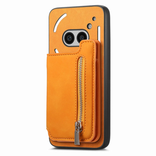 For Nothing CMF Phone 1 Retro MagSafe Zipper Wallet Card Bag Back Phone Case(Yellow) - Nothing Cases by buy2fix | Online Shopping UK | buy2fix