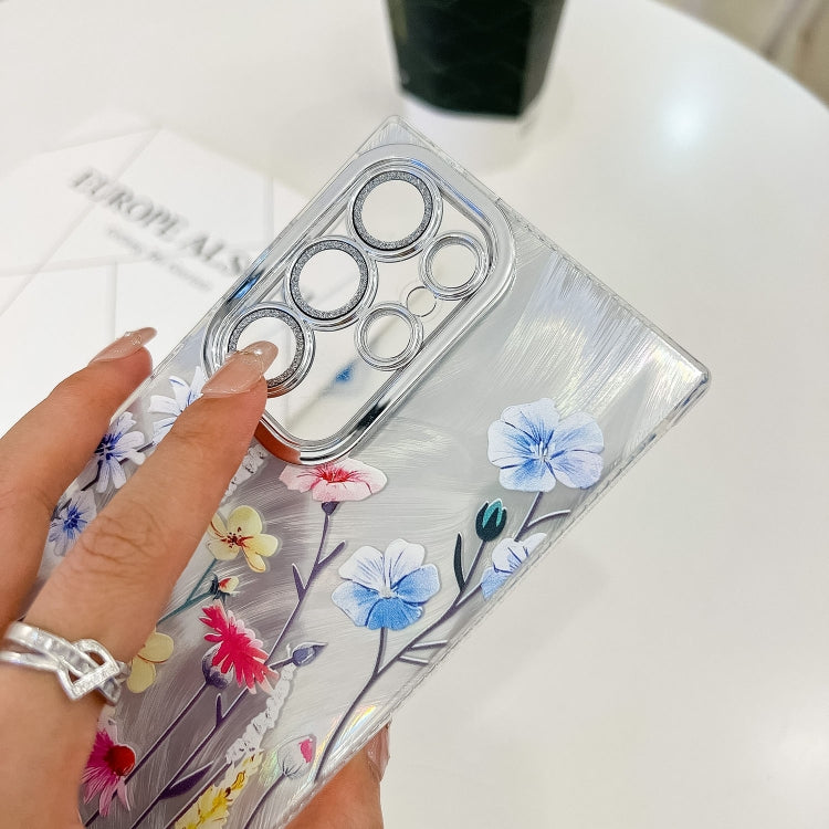 For Samsung Galaxy S25 Ultra 5G Electroplating Flowers Plants Texture Wristband TPU Phone Case(Azalea FL4) by buy2fix