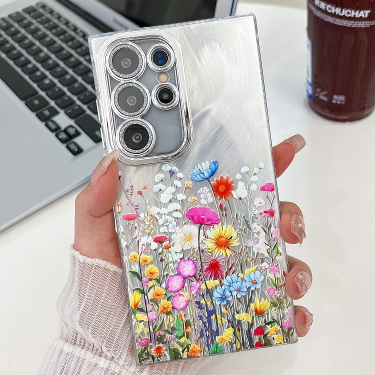 For Samsung Galaxy S25 Ultra 5G Electroplating Flower Texture TPU Phone Case(Flowers SH4) by buy2fix