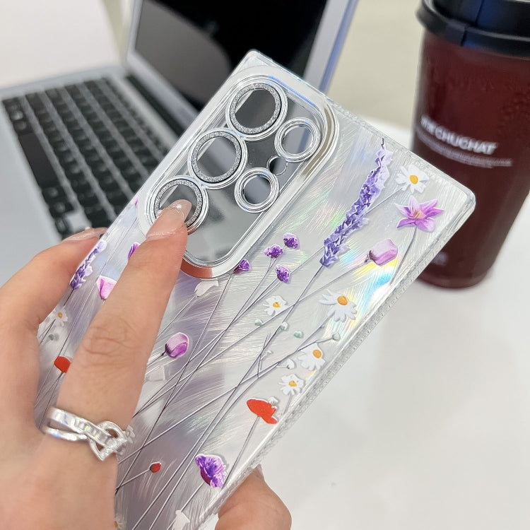 For Samsung Galaxy S25+ 5G Electroplating Flower Texture TPU Phone Case(Little Wildflower SH3) by buy2fix