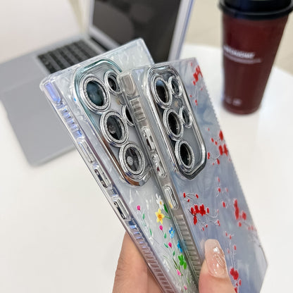 For Samsung Galaxy S25 Ultra 5G Electroplating Flower Texture TPU Phone Case(Flowers SH4) by buy2fix