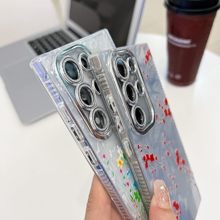 For Samsung Galaxy S25 5G Electroplating Flower Texture TPU Phone Case(Purple Wildflowers SH1) by buy2fix