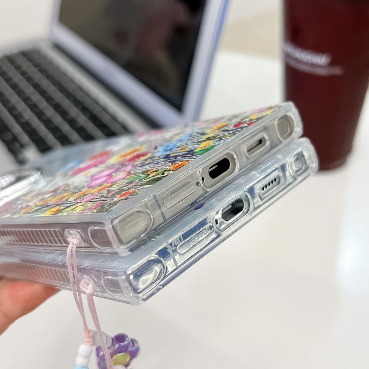 For Samsung Galaxy S25 Ultra 5G Electroplating Flower Texture Wristband TPU Phone Case(Little Wildflower SH3) by buy2fix