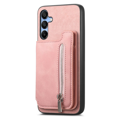 For Samsung Galaxy S25 5G Retro MagSafe Zipper Wallet Card Bag Back Phone Case(Pink) by buy2fix