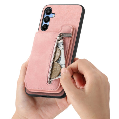For Samsung Galaxy S25 5G Retro MagSafe Zipper Wallet Card Bag Back Phone Case(Pink) by buy2fix