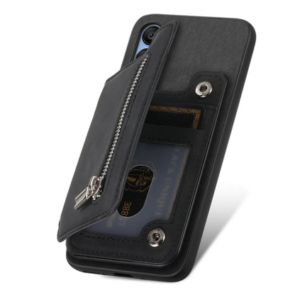 For Samsung Galaxy S25 5G Retro MagSafe Zipper Wallet Card Bag Back Phone Case(Black) by buy2fix