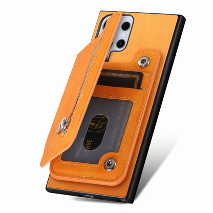 For Samsung Galaxy S25 Ultra 5G Retro MagSafe Zipper Wallet Card Bag Back Phone Case(Yellow) by buy2fix