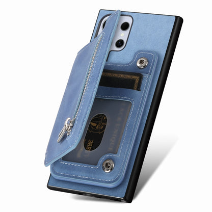 For Samsung Galaxy S25 Ultra 5G Retro MagSafe Zipper Wallet Card Bag Back Phone Case(Blue) by buy2fix