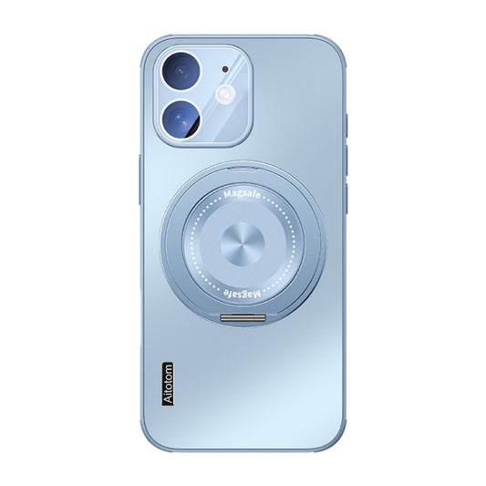 For iPhone 12 Cooling MagSafe Holder Phone Case with Lens Film(Blue) - iPhone 12 / 12 Pro Cases by buy2fix | Online Shopping UK | buy2fix