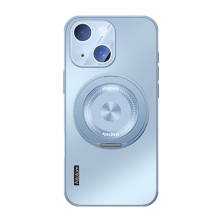 For iPhone 14 Cooling MagSafe Holder Phone Case with Lens Film(Blue) - iPhone 14 Cases by buy2fix | Online Shopping UK | buy2fix