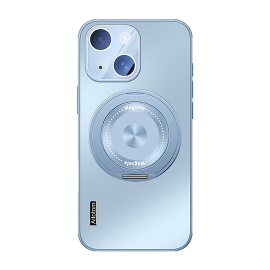 For iPhone 15 Cooling MagSafe Holder Phone Case with Lens Film(Blue)