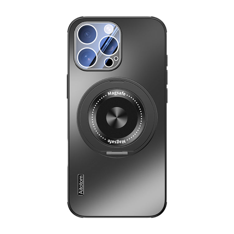 For iPhone 15 Pro Max Cooling MagSafe Holder Phone Case with Lens Film(Graphite Gray) - iPhone 15 Pro Max Cases by buy2fix | Online Shopping UK | buy2fix