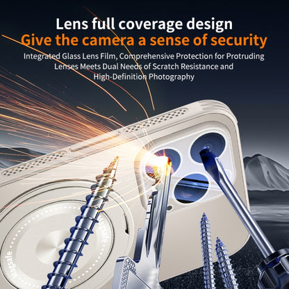 For iPhone 16 Pro Max Cooling MagSafe Holder Phone Case with Lens Film(Titanium Gray) - iPhone 16 Pro Max Cases by buy2fix | Online Shopping UK | buy2fix