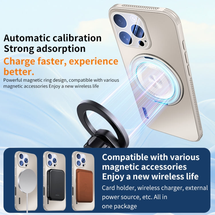 For iPhone 16 Pro Cooling MagSafe Holder Phone Case with Lens Film(Blue) - iPhone 16 Pro Cases by buy2fix | Online Shopping UK | buy2fix