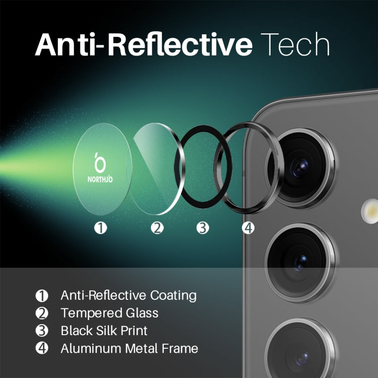 For Samsung Galaxy S25+ 5G NORTHJO Camera Lens Protector CD Metal Ring Tempered Glass Film(Black) - Galaxy S25+ 5G Tempered Glass by NORTHJO | Online Shopping UK | buy2fix
