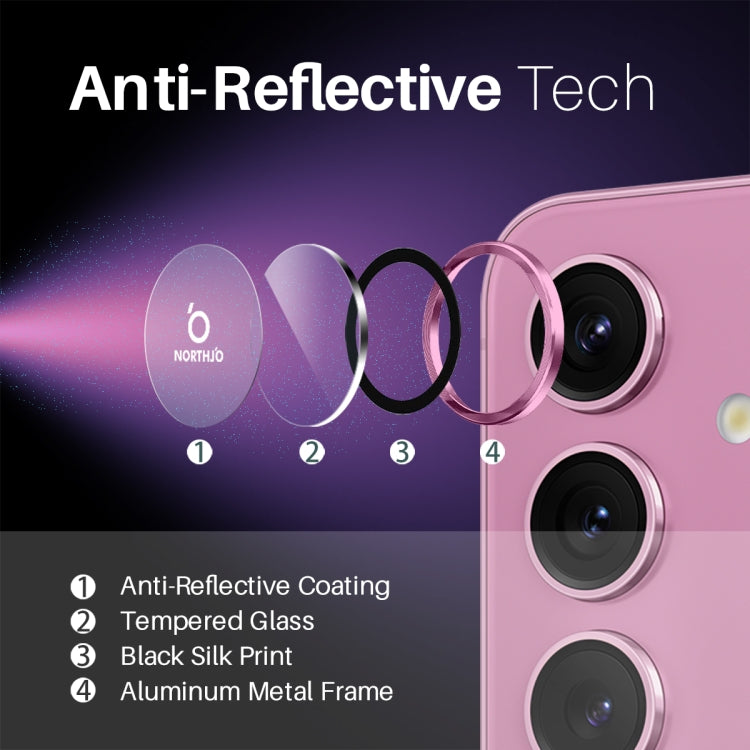 For Samsung Galaxy S25+ 5G NORTHJO Camera Lens Protector CD Metal Ring Tempered Glass Film(Pink) - Galaxy S25+ 5G Tempered Glass by NORTHJO | Online Shopping UK | buy2fix
