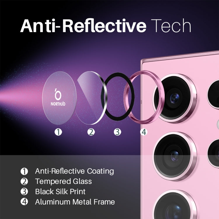 For Samsung Galaxy S25 Ultra 5G NORTHJO Camera Lens Protector CD Metal Ring Tempered Glass Film(Pink) - Galaxy S25 Ultra 5G Tempered Glass by NORTHJO | Online Shopping UK | buy2fix