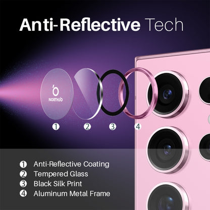 For Samsung Galaxy S25 Ultra 5G NORTHJO Camera Lens Protector CD Metal Ring Tempered Glass Film(Pink) - Galaxy S25 Ultra 5G Tempered Glass by NORTHJO | Online Shopping UK | buy2fix