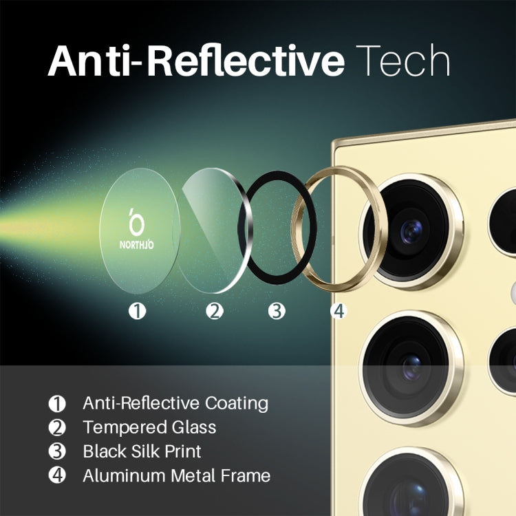 For Samsung Galaxy S25 Ultra 5G NORTHJO Camera Lens Protector CD Metal Ring Tempered Glass Film(Gold) - Galaxy S25 Ultra 5G Tempered Glass by NORTHJO | Online Shopping UK | buy2fix