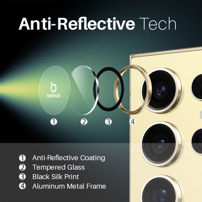 For Samsung Galaxy S25 Ultra 5G NORTHJO Camera Lens Protector CD Metal Ring Tempered Glass Film(Gold) - Galaxy S25 Ultra 5G Tempered Glass by NORTHJO | Online Shopping UK | buy2fix