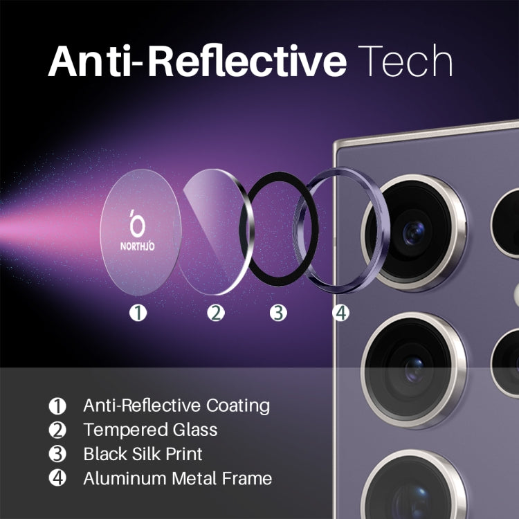 For Samsung Galaxy S25 Ultra 5G NORTHJO Camera Lens Protector CD Metal Ring Tempered Glass Film(Purple) - Galaxy S25 Ultra 5G Tempered Glass by NORTHJO | Online Shopping UK | buy2fix