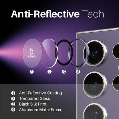 For Samsung Galaxy S25 Ultra 5G NORTHJO Camera Lens Protector CD Metal Ring Tempered Glass Film(Purple) - Galaxy S25 Ultra 5G Tempered Glass by NORTHJO | Online Shopping UK | buy2fix