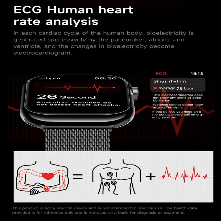 KL08 2.04 inch Color Screen Smart Watch Milan Steel Strap, Support Bluetooth Call(Black) by buy2fix