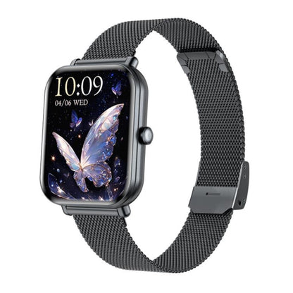 KM66 1.75 inch Color Screen Smart Watch Milan Steel Strap, Support Bluetooth Call(Black) by buy2fix