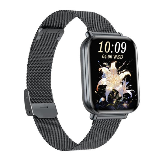 KM66 1.75 inch Color Screen Smart Watch Milan Steel Strap, Support Bluetooth Call(Black) by buy2fix