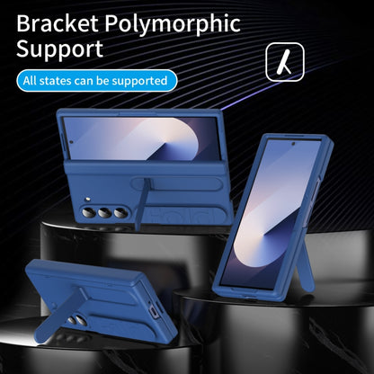 For Samsung Galaxy Z Fold6 5G Bazher Shell Film Integrated Holder Shockproof Phone Case(Blue) - Galaxy Z Fold6 5G Cases by buy2fix | Online Shopping UK | buy2fix