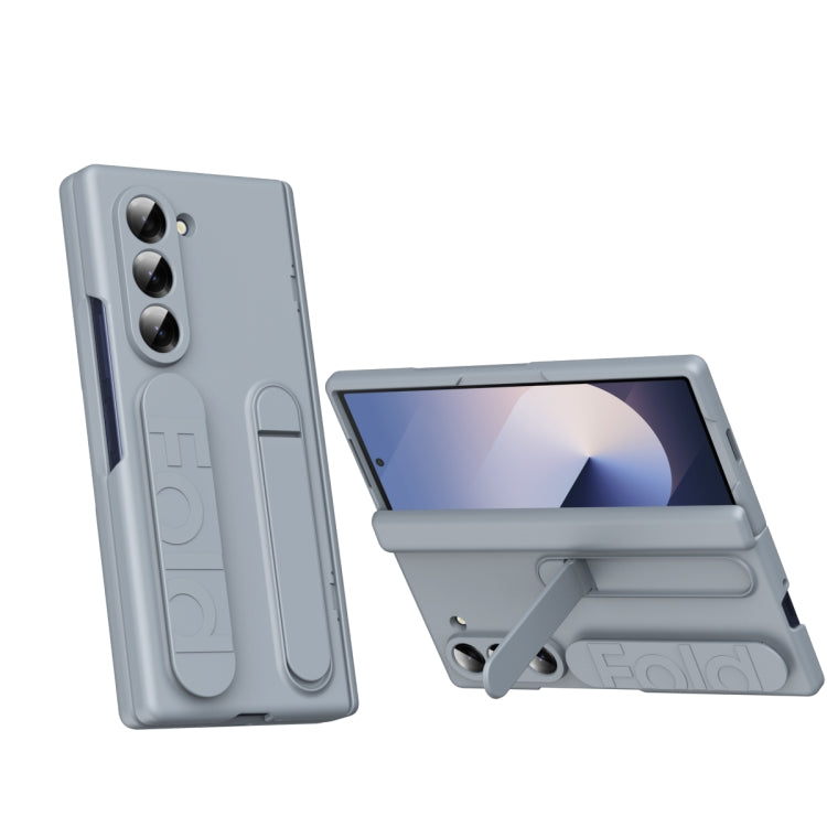 For Samsung Galaxy Z Fold6 5G Bazher Shell Film Integrated Holder Shockproof Phone Case(Grey) - Galaxy Z Fold6 5G Cases by buy2fix | Online Shopping UK | buy2fix