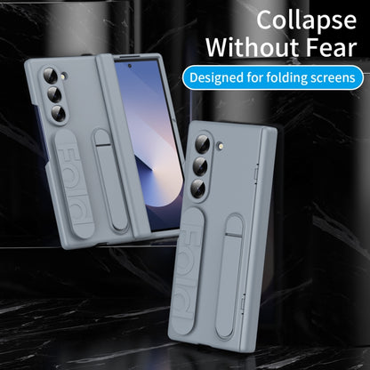 For Samsung Galaxy Z Fold6 5G Bazher Shell Film Integrated Holder Shockproof Phone Case(Grey) - Galaxy Z Fold6 5G Cases by buy2fix | Online Shopping UK | buy2fix