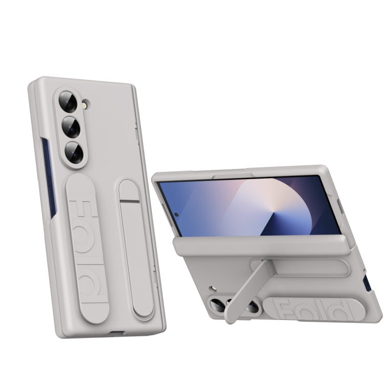 For Samsung Galaxy Z Fold6 5G Bazher Shell Film Integrated Holder Shockproof Phone Case(Titanium original color) - Galaxy Z Fold6 5G Cases by buy2fix | Online Shopping UK | buy2fix
