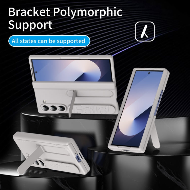 For Samsung Galaxy Z Fold6 5G Bazher Shell Film Integrated Holder Shockproof Phone Case(Titanium original color) - Galaxy Z Fold6 5G Cases by buy2fix | Online Shopping UK | buy2fix