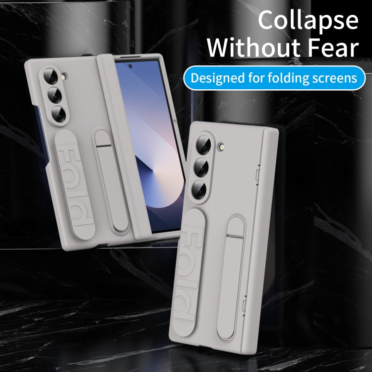 For Samsung Galaxy Z Fold6 5G Bazher Shell Film Integrated Holder Shockproof Phone Case(Titanium original color) - Galaxy Z Fold6 5G Cases by buy2fix | Online Shopping UK | buy2fix