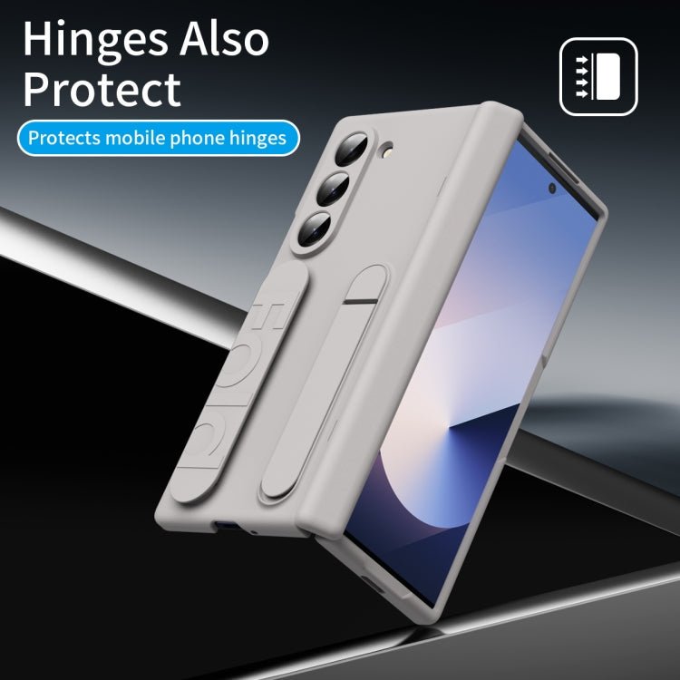 For Samsung Galaxy Z Fold6 5G Bazher Shell Film Integrated Holder Shockproof Phone Case(Titanium original color) - Galaxy Z Fold6 5G Cases by buy2fix | Online Shopping UK | buy2fix