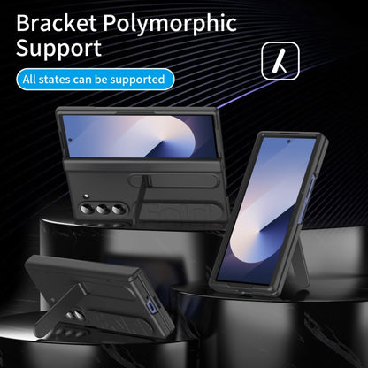For Samsung Galaxy Z Fold6 5G Bazher Shell Film Integrated Holder Shockproof Phone Case(Black) - Galaxy Z Fold6 5G Cases by buy2fix | Online Shopping UK | buy2fix