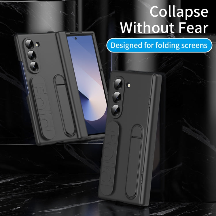 For Samsung Galaxy Z Fold6 5G Bazher Shell Film Integrated Holder Shockproof Phone Case(Black) - Galaxy Z Fold6 5G Cases by buy2fix | Online Shopping UK | buy2fix