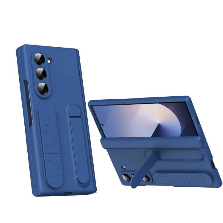 For Samsung Galaxy Z Fold5 5G Bazher Shell Film Integrated Holder Shockproof Phone Case(Blue) - Galaxy Z Fold5 Cases by buy2fix | Online Shopping UK | buy2fix