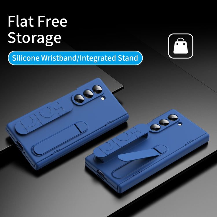 For Samsung Galaxy Z Fold5 5G Bazher Shell Film Integrated Holder Shockproof Phone Case(Blue) - Galaxy Z Fold5 Cases by buy2fix | Online Shopping UK | buy2fix