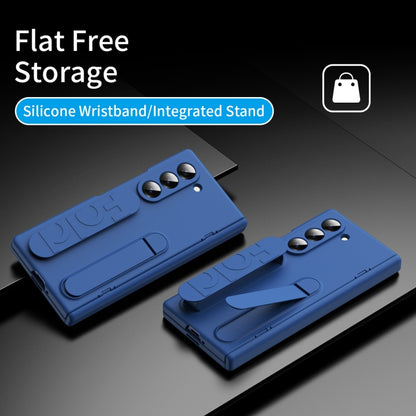 For Samsung Galaxy Z Fold5 5G Bazher Shell Film Integrated Holder Shockproof Phone Case(Blue) - Galaxy Z Fold5 Cases by buy2fix | Online Shopping UK | buy2fix