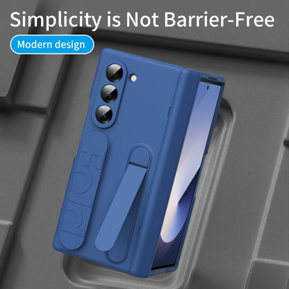 For Samsung Galaxy Z Fold5 5G Bazher Shell Film Integrated Holder Shockproof Phone Case(Blue) - Galaxy Z Fold5 Cases by buy2fix | Online Shopping UK | buy2fix