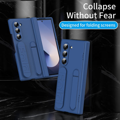 For Samsung Galaxy Z Fold5 5G Bazher Shell Film Integrated Holder Shockproof Phone Case(Blue) - Galaxy Z Fold5 Cases by buy2fix | Online Shopping UK | buy2fix