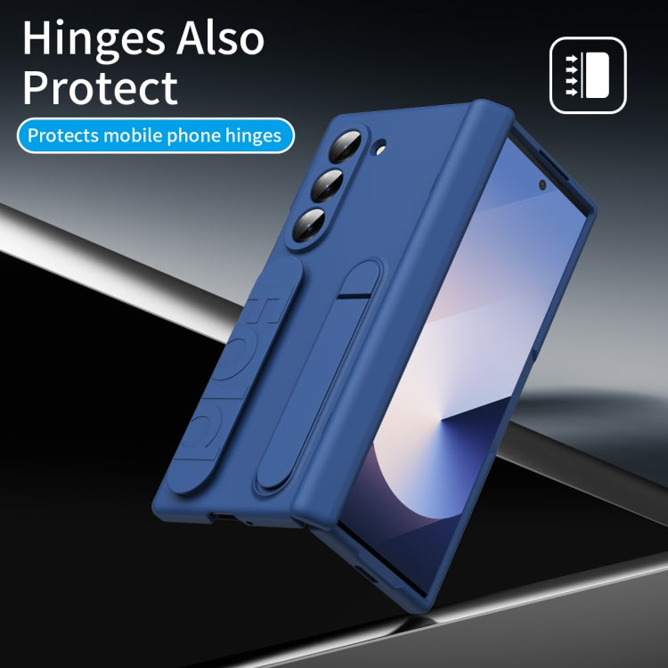 For Samsung Galaxy Z Fold5 5G Bazher Shell Film Integrated Holder Shockproof Phone Case(Blue) - Galaxy Z Fold5 Cases by buy2fix | Online Shopping UK | buy2fix