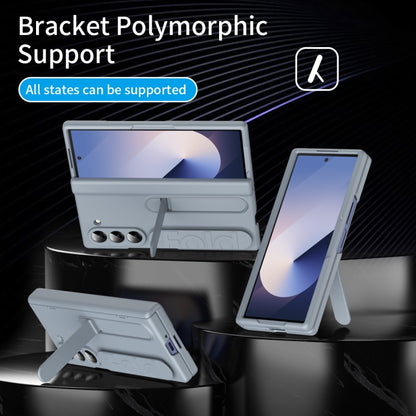For Samsung Galaxy Z Fold5 5G Bazher Shell Film Integrated Holder Shockproof Phone Case(Grey) - Galaxy Z Fold5 Cases by buy2fix | Online Shopping UK | buy2fix