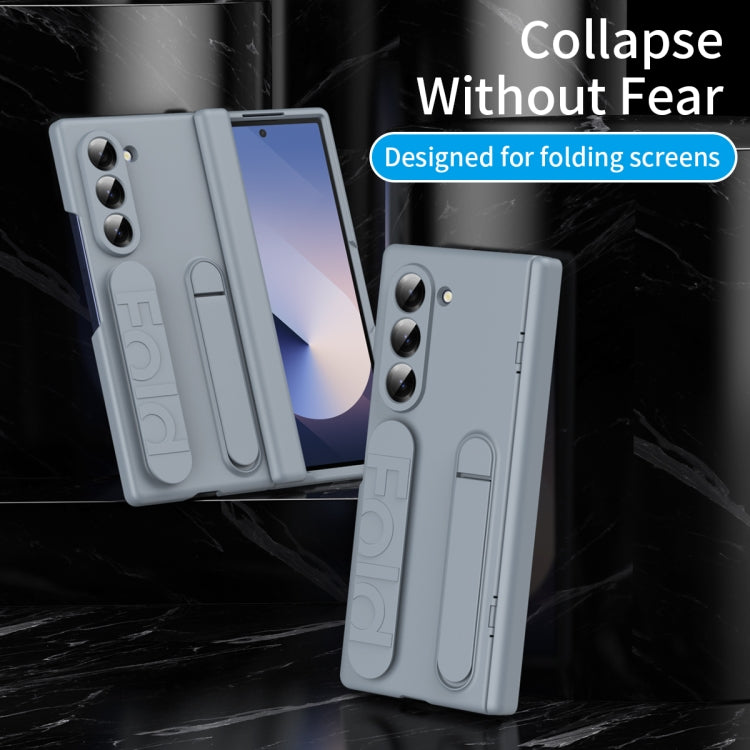 For Samsung Galaxy Z Fold5 5G Bazher Shell Film Integrated Holder Shockproof Phone Case(Grey) - Galaxy Z Fold5 Cases by buy2fix | Online Shopping UK | buy2fix