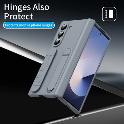 For Samsung Galaxy Z Fold5 5G Bazher Shell Film Integrated Holder Shockproof Phone Case(Grey) - Galaxy Z Fold5 Cases by buy2fix | Online Shopping UK | buy2fix